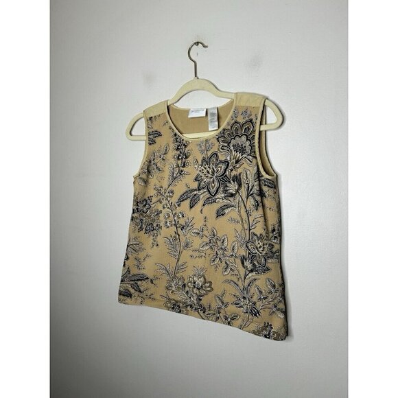 Liz Claiborne Liz Sport Brown Paisley Sleeveless Stretch Tank Top Size Medium - Picture 3 of 10